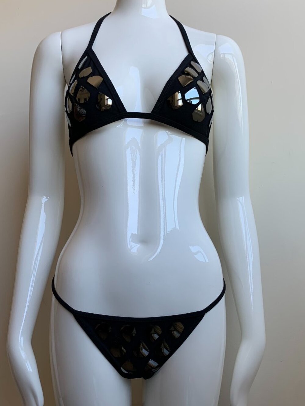 Sauvage black shattered mirror bikini set